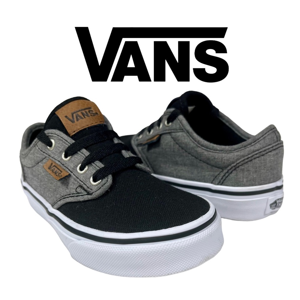 Vans Kids‎ Youth 12 Gray & Black Low Top Lace Up Sneakers Shoe